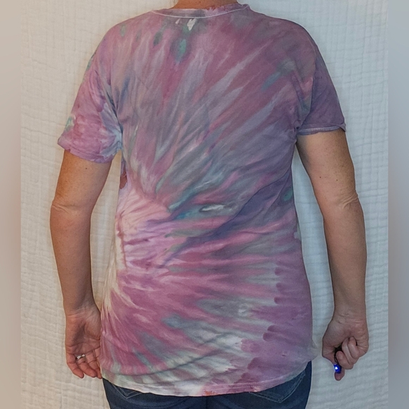 Ice Dyed Tie-dyed T-shirt short sleeves Gray, Pink, Purple, Blue Mix - Picture 3 of 7